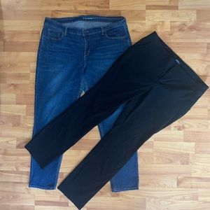 Two Pants, One Great Price! Denim + Black Trousers, size 16